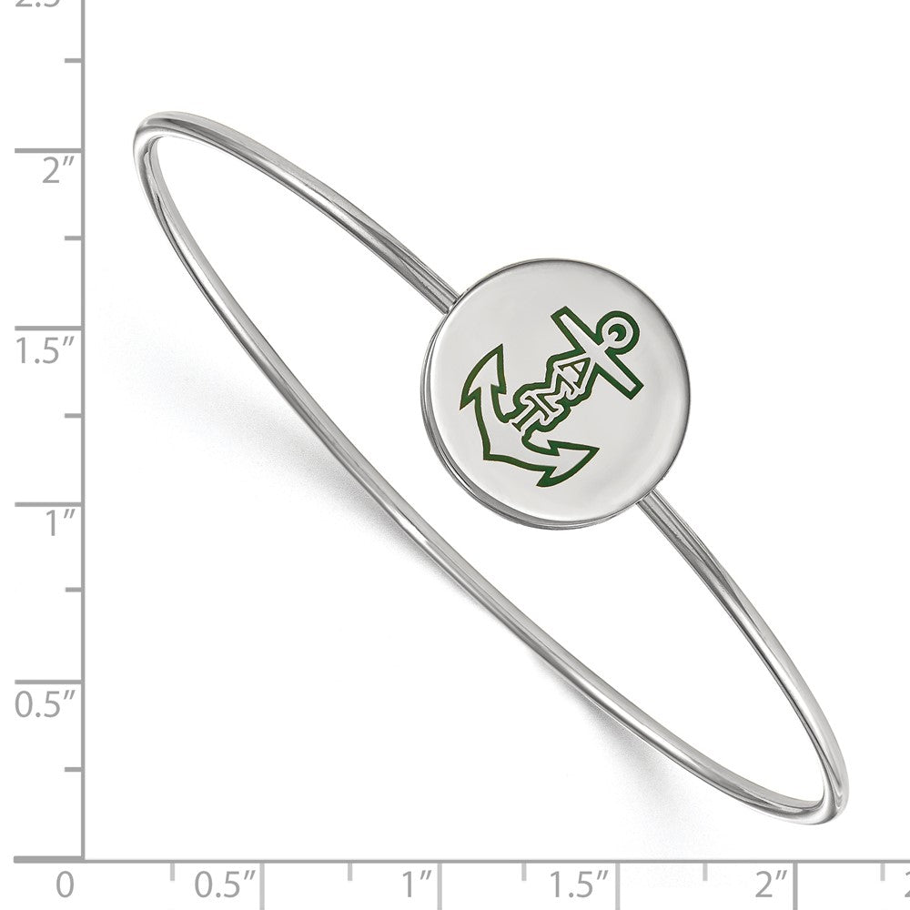 Sterling Silver Rh Plated Logoart Alpha Sigma Tau Enameled Slip On Bangle