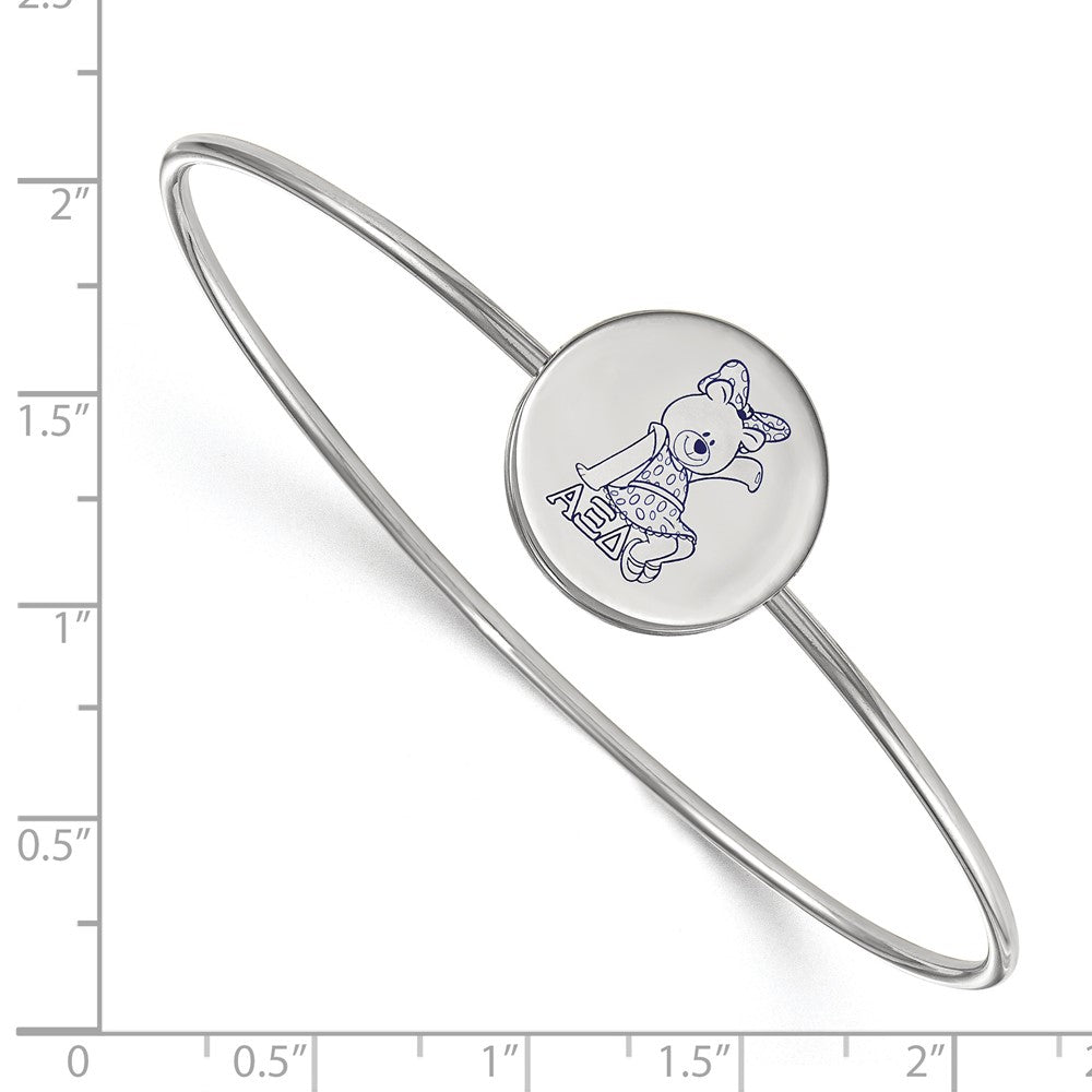 Sterling Silver Rh Plated Logoart Alpha Xi Delta Enameled Slip On Bangle