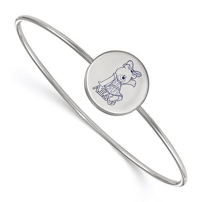 Sterling Silver Rh Plated Logoart Alpha Xi Delta Enameled Slip On Bangle