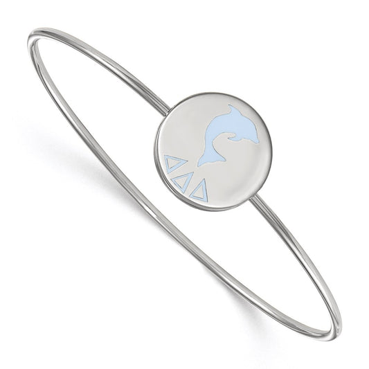 Sterling Silver S. Rh Plated Logoart Delta Enameled Slip On Bangle