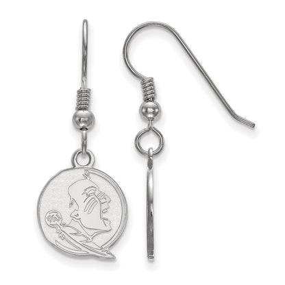 Sterling Silver Rhodium Plated Logoart Florida State University Seminole Small Dangle Wire Earrings