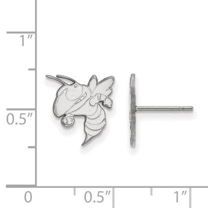 Sterling Silver Rhodium Plated Logoart Georgia Institute Of Technology Yellow Jacket Small Post Earrings