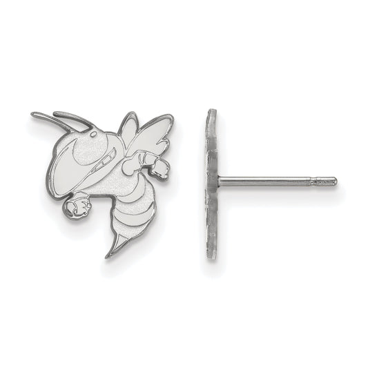 14K White Gold Logoart Georgia Institute Of Technology Yellow Jacket Small Post Earrings