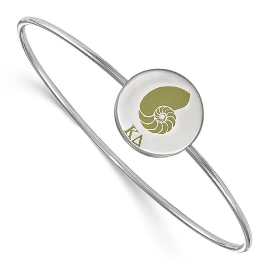 Sterling Silver Rh Plated Logoart Kappa Delta Enameled Slip On Bangle