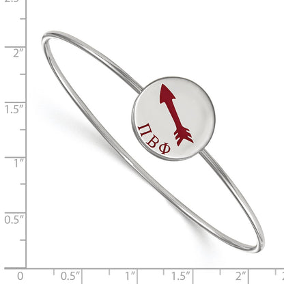 Sterling Silver Rh Plated Logoart Pi Beta Phi Enameled Slip On Bangle