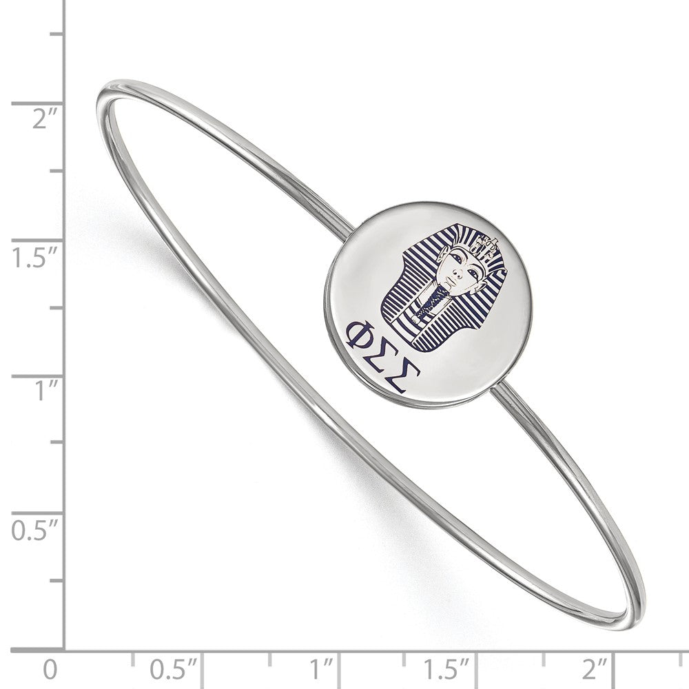 Sterling Silver Rh Plated Logoart Phi Sigma Enameled Slip On Bangle