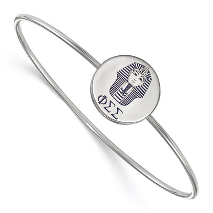 Sterling Silver Rh Plated Logoart Phi Sigma Enameled Slip On Bangle