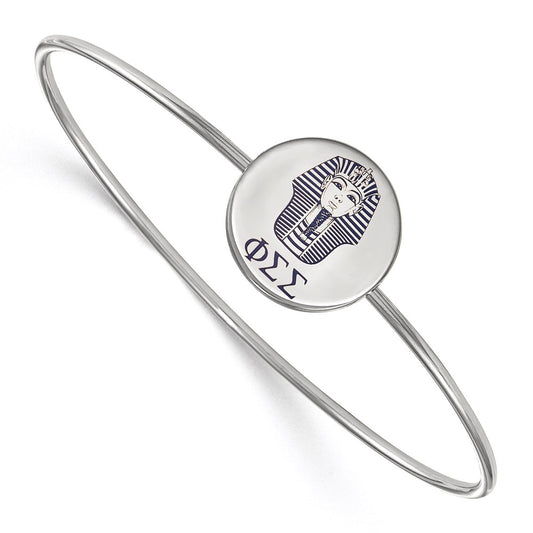 Sterling Silver Rh Plated Logoart Phi Sigma Enameled Slip On Bangle