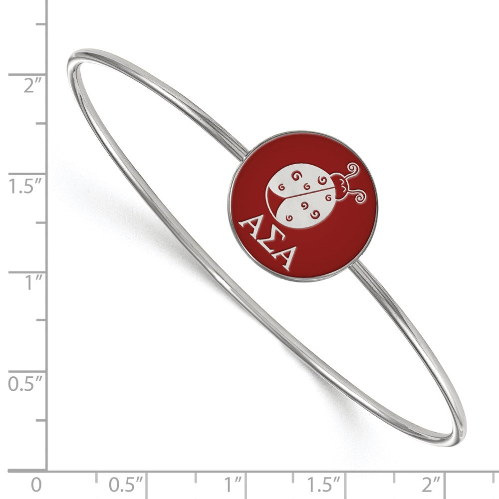 Sterling Silver S. Rh Plated Logoart Alpha Sigma Enameled Slip On Bangle