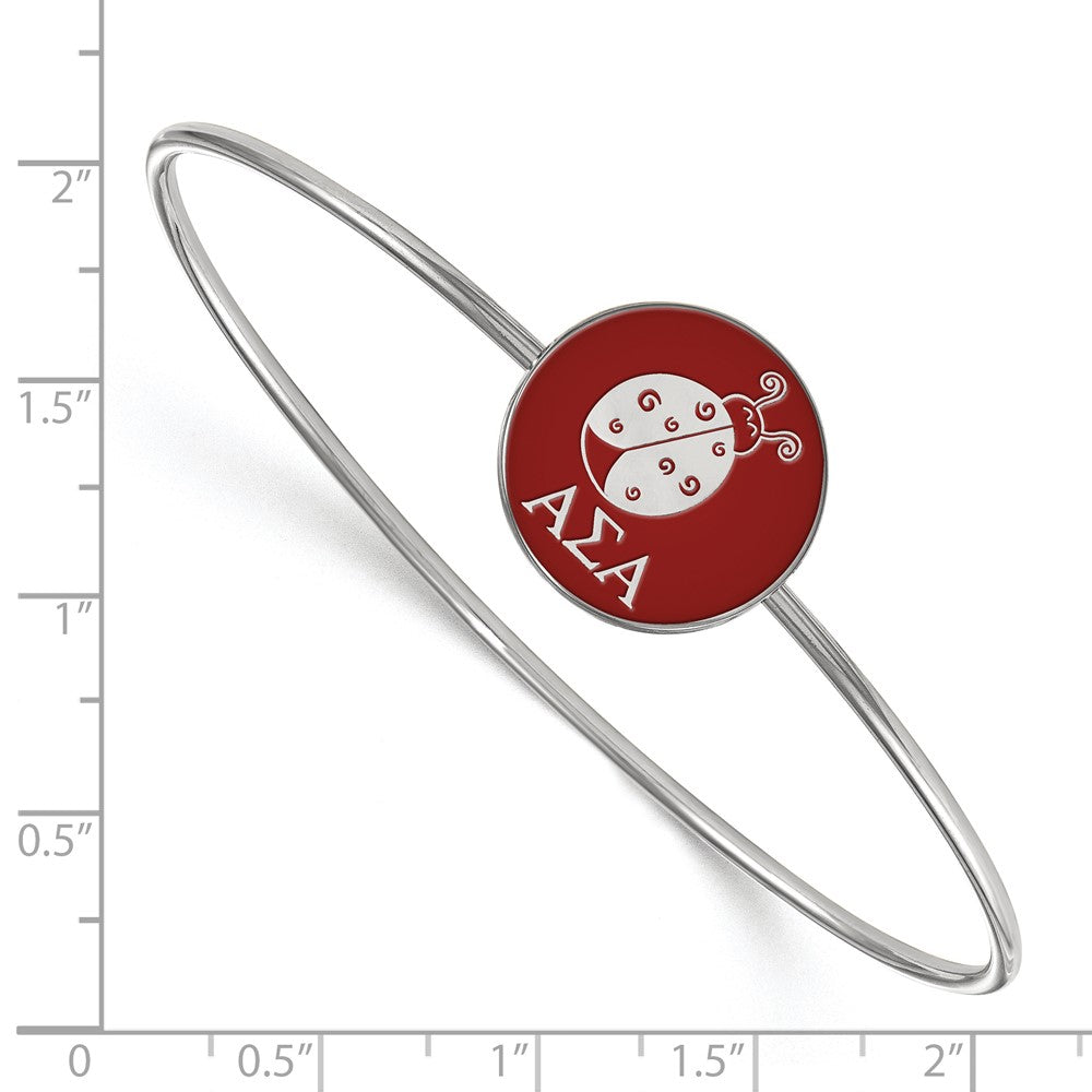 Sterling Silver S. Rh Plated Logoart Alpha Sigma Enameled Slip On Bangle