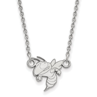14K White Gold Logoart Georgia Institute Of Technology Yellow Jacket Small Pendant 18 Inch Necklace