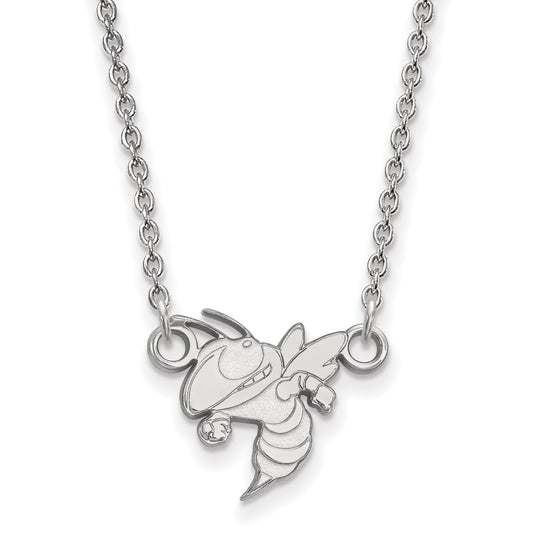 14K White Gold Logoart Georgia Institute Of Technology Yellow Jacket Small Pendant 18 Inch Necklace