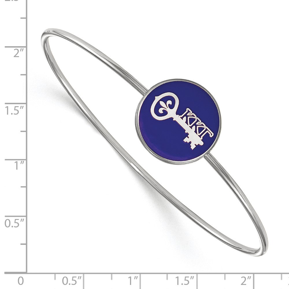 Sterling Silver S. Rh Plated Logoart Kappa Gamma Enameled Slip On Bangle