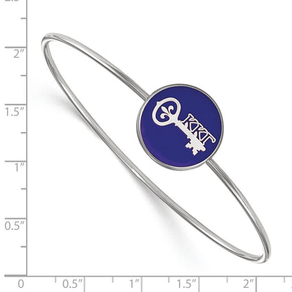 Sterling Silver S. Rh Plated Logoart Kappa Gamma Enameled Slip On Bangle