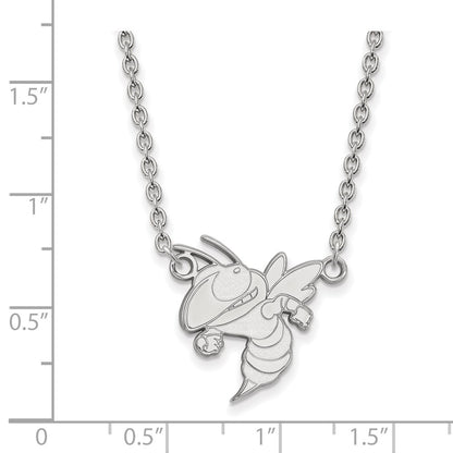 Sterling Silver Rhodium Plated Logoart Georgia Institute Of Technology Yellow Jacket Large Pendant 18 Inch Necklace