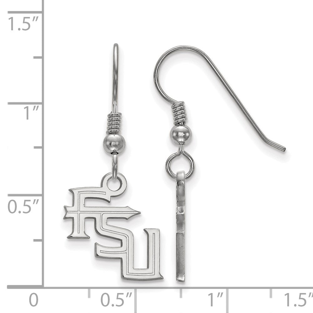 Sterling Silver Rhodium Plated Logoart Florida State University F S U Small Dangle Wire Earrings