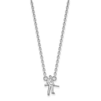 Sterling Silver Rhodium Plated Logoart West Virginia University Mountaineer Large Pendant 18 Inch Necklace