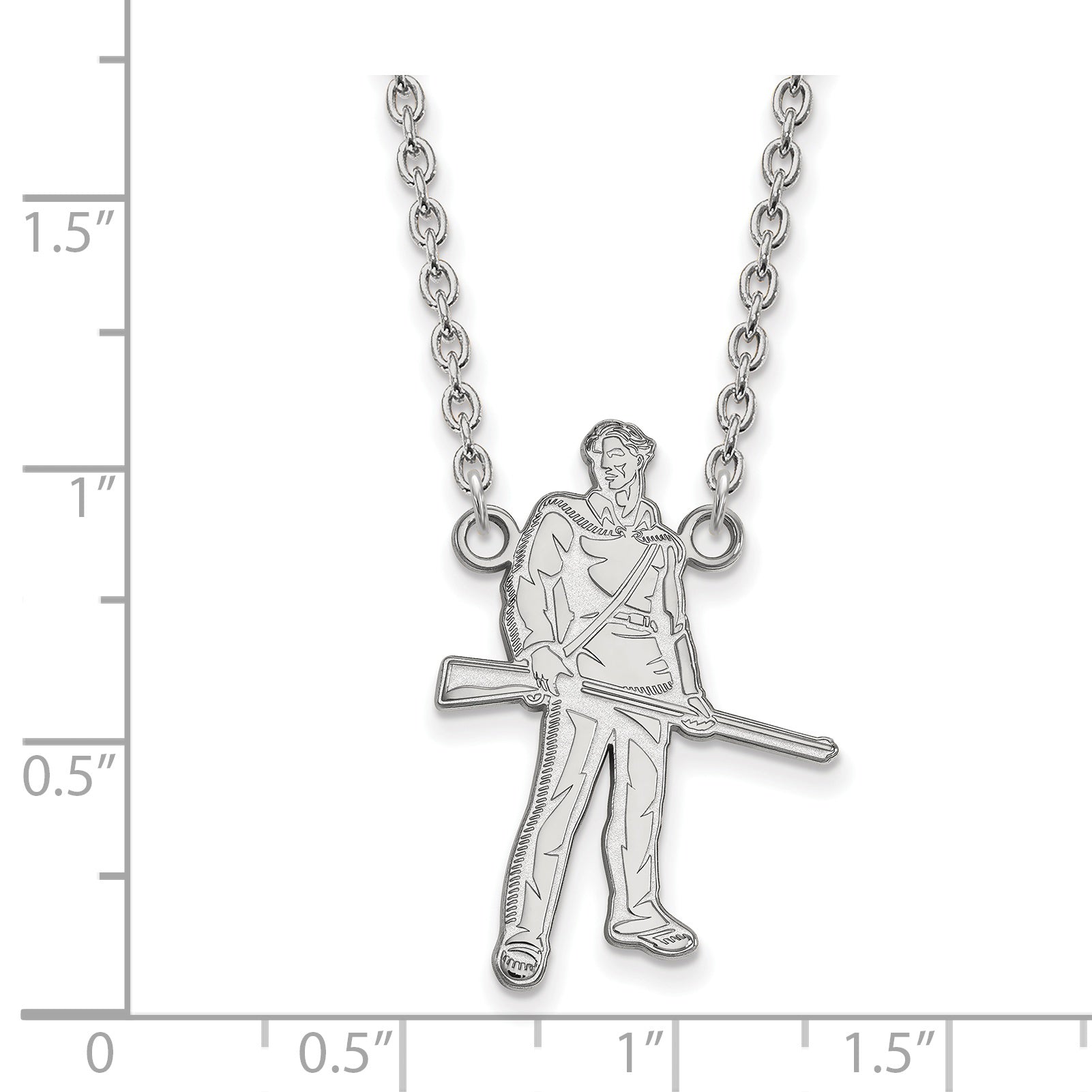 Sterling Silver Rhodium Plated Logoart West Virginia University Mountaineer Large Pendant 18 Inch Necklace
