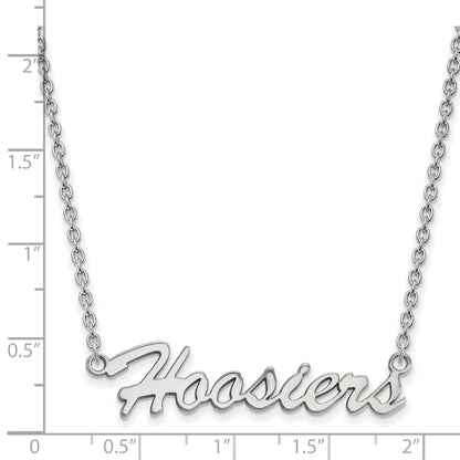 Sterling Silver Rhodium Plated Logoart Indiana University Hoosiers Script Medium Pendant 18 Inch Necklace