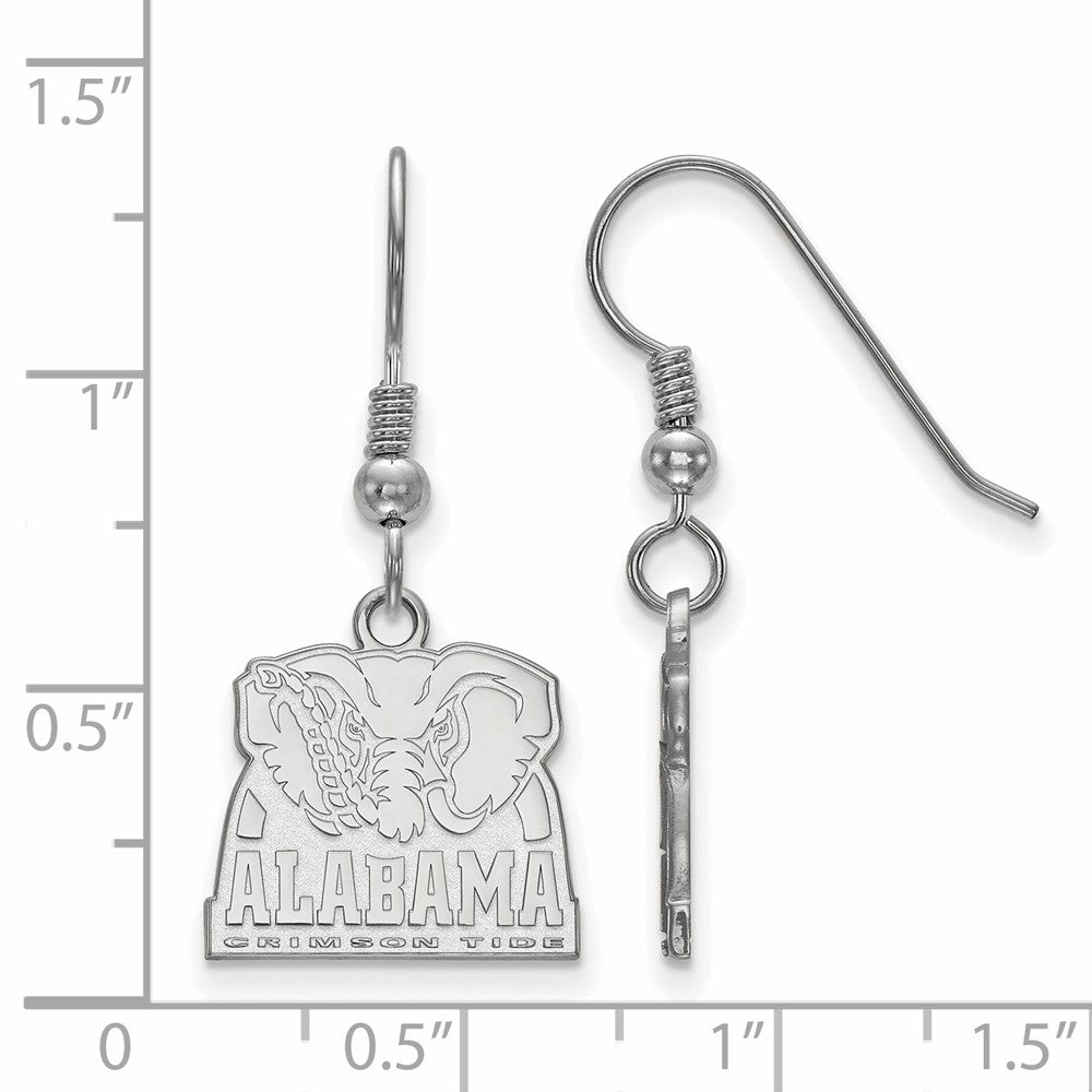 Sterling Silver Rhodium Plated Logoart University Of Alabama Elephant Small Dangle Wire Earrings