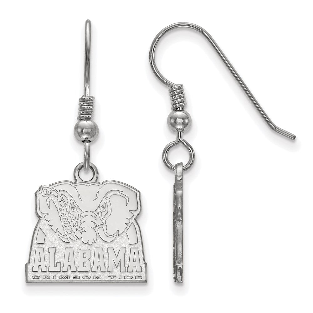 Sterling Silver Rhodium Plated Logoart University Of Alabama Elephant Small Dangle Wire Earrings