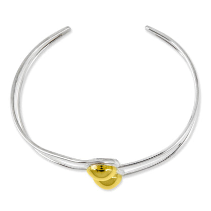 Sterling Silver & Brass Polished Bead Cuff Bracelet