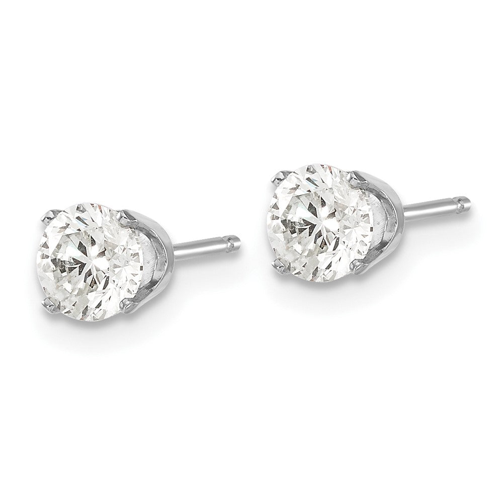 14K White Gold 14Kw .95Ct I2 K L Diamond Stud Push On Post Earrings
