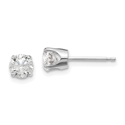 14K White Gold 14Kw .95Ct I2 K L Diamond Stud Push On Post Earrings