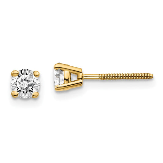 14K Yellow Gold 14Ky .50Ct. Si3 G I Diamond Stud Thread On/Off Post Earrings