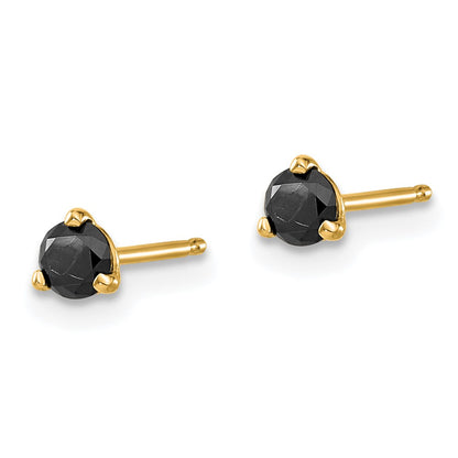 14K Yellow Gold 1/3Ct Black Diamond Stud Earrings