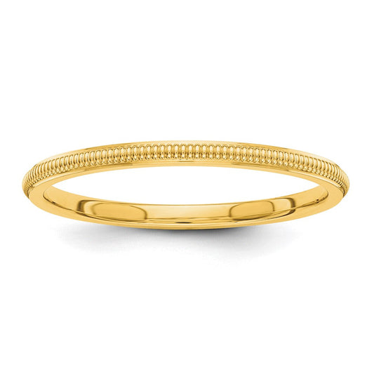 10k Yellow Gold 1.5mm Milgrain Stackable Wedding Band Ring