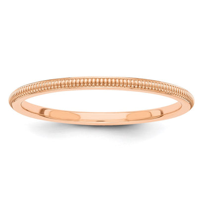 10k Rose-Gold 1.5mm Milgrain Stackable Wedding Band Ring