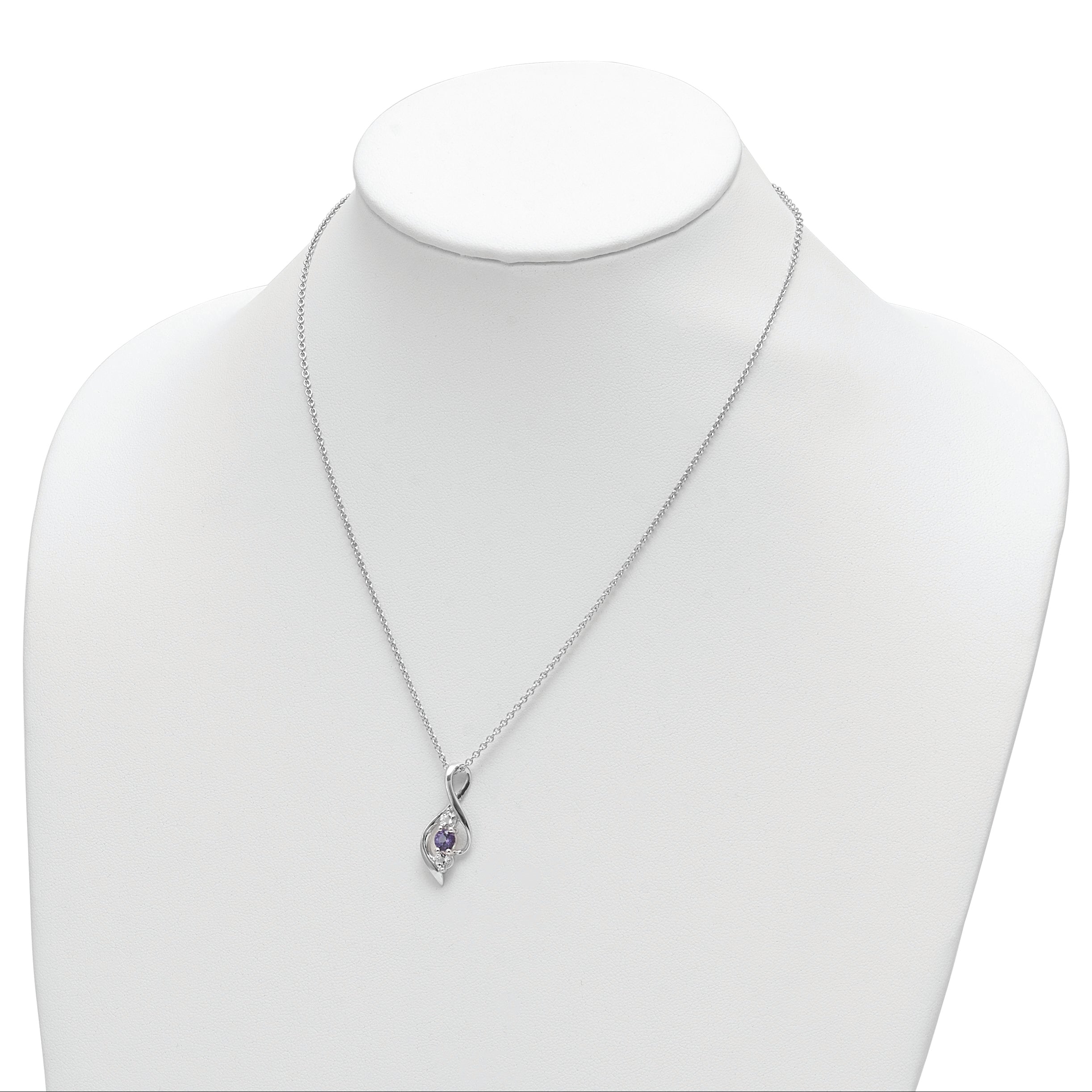 10K White Gold Survivor Collection Clear Purple Swarovski Topaz Legacy Necklace