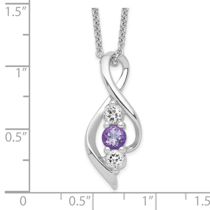 10K White Gold Survivor Collection Clear Purple Swarovski Topaz Legacy Necklace