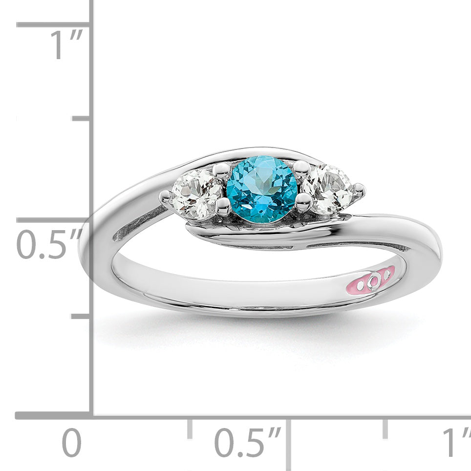 Sterling Silver Survivor Collection Rhodium Plated White And Blue Topaz Sue Ring