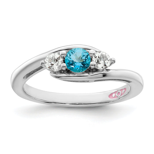 Sterling Silver Survivor Collection Rhodium Plated White And Blue Topaz Sue Ring