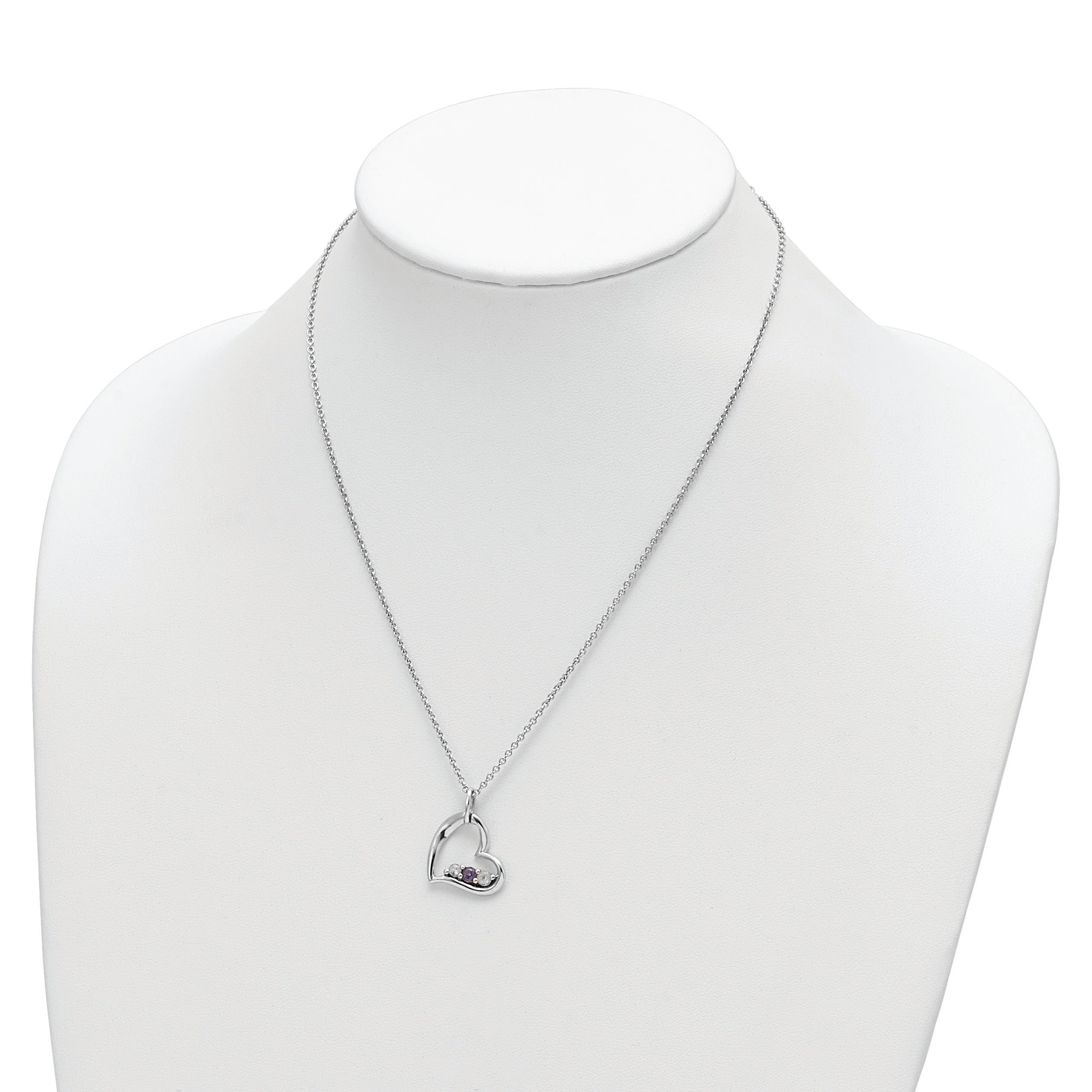 10K White Gold Survivor Collection Rhodium-Plated Clear Purple Swarovski Topaz Heart Of Strength Necklace