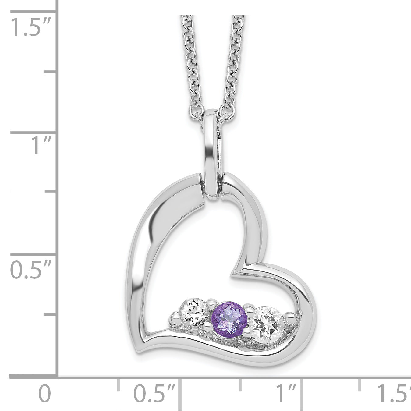 10K White Gold Survivor Collection Rhodium-Plated Clear Purple Swarovski Topaz Heart Of Strength Necklace