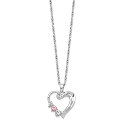 10K White Gold Survivor Collection Rhodium-Plated Clear Pink Swarovski Topaz Heart Of Healing Necklace