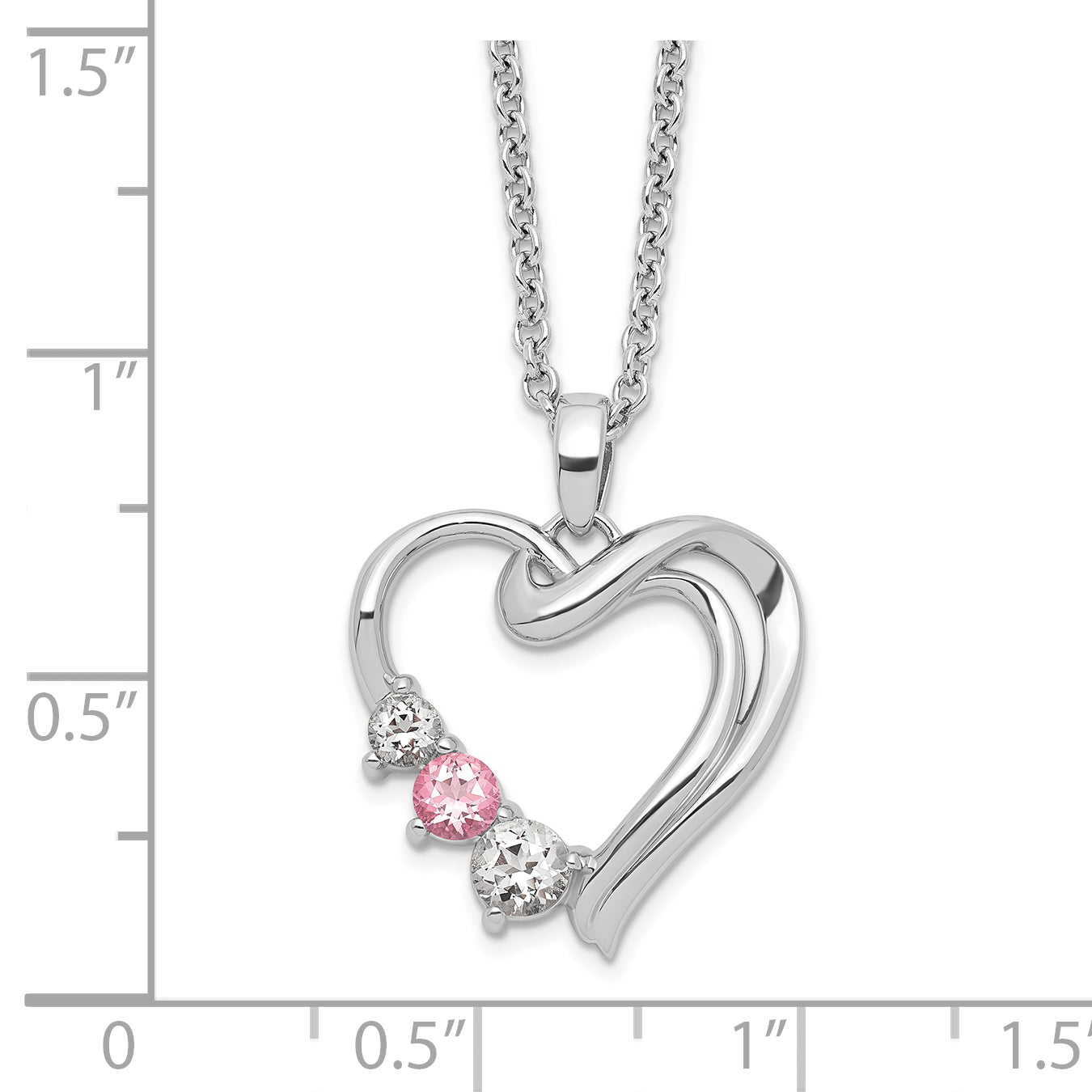 10K White Gold Survivor Collection Rhodium-Plated Clear Pink Swarovski Topaz Heart Of Healing Necklace