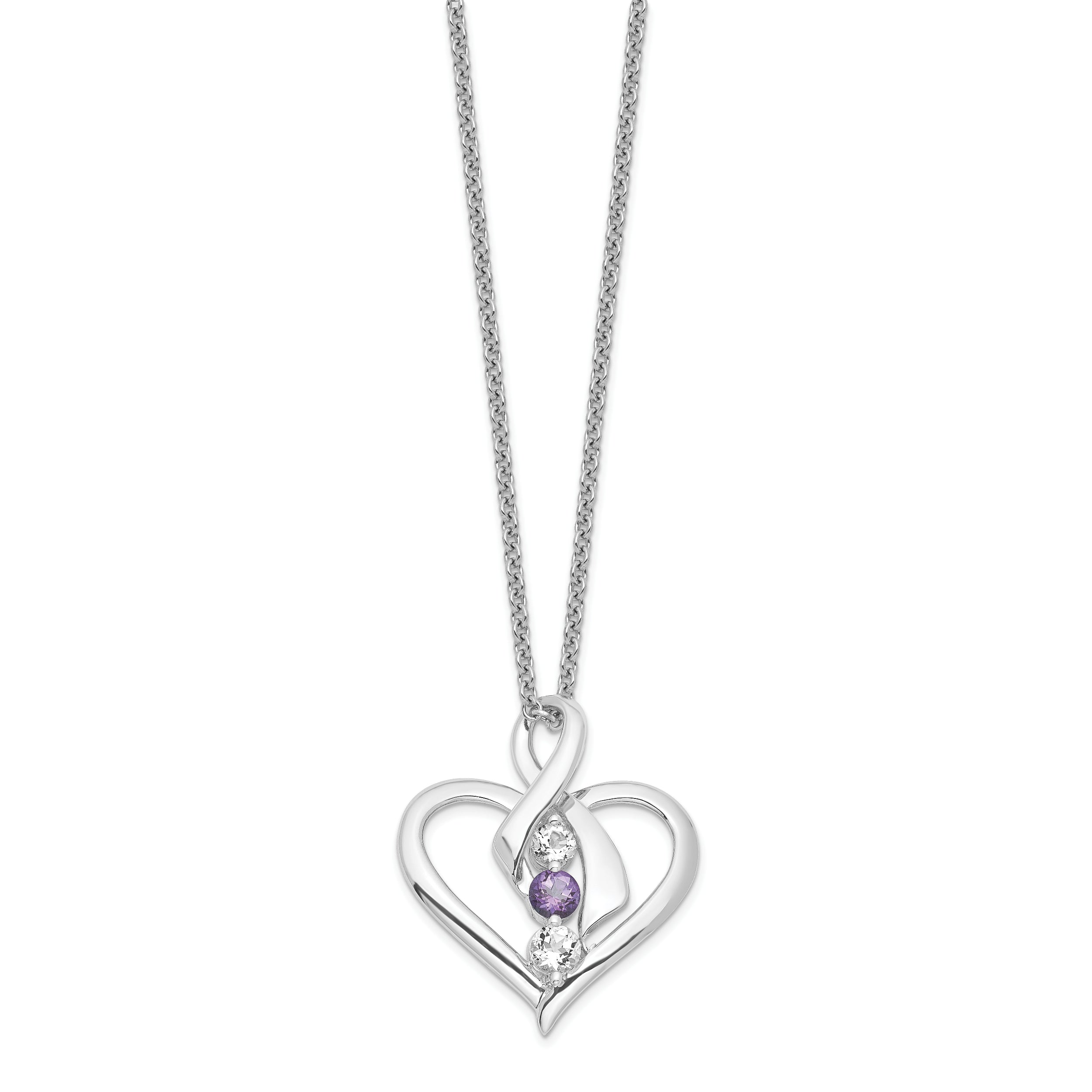 10K White Gold Survivor Collection Rhodium-Plated Clear Purple Swarovski Topaz Heather Necklace