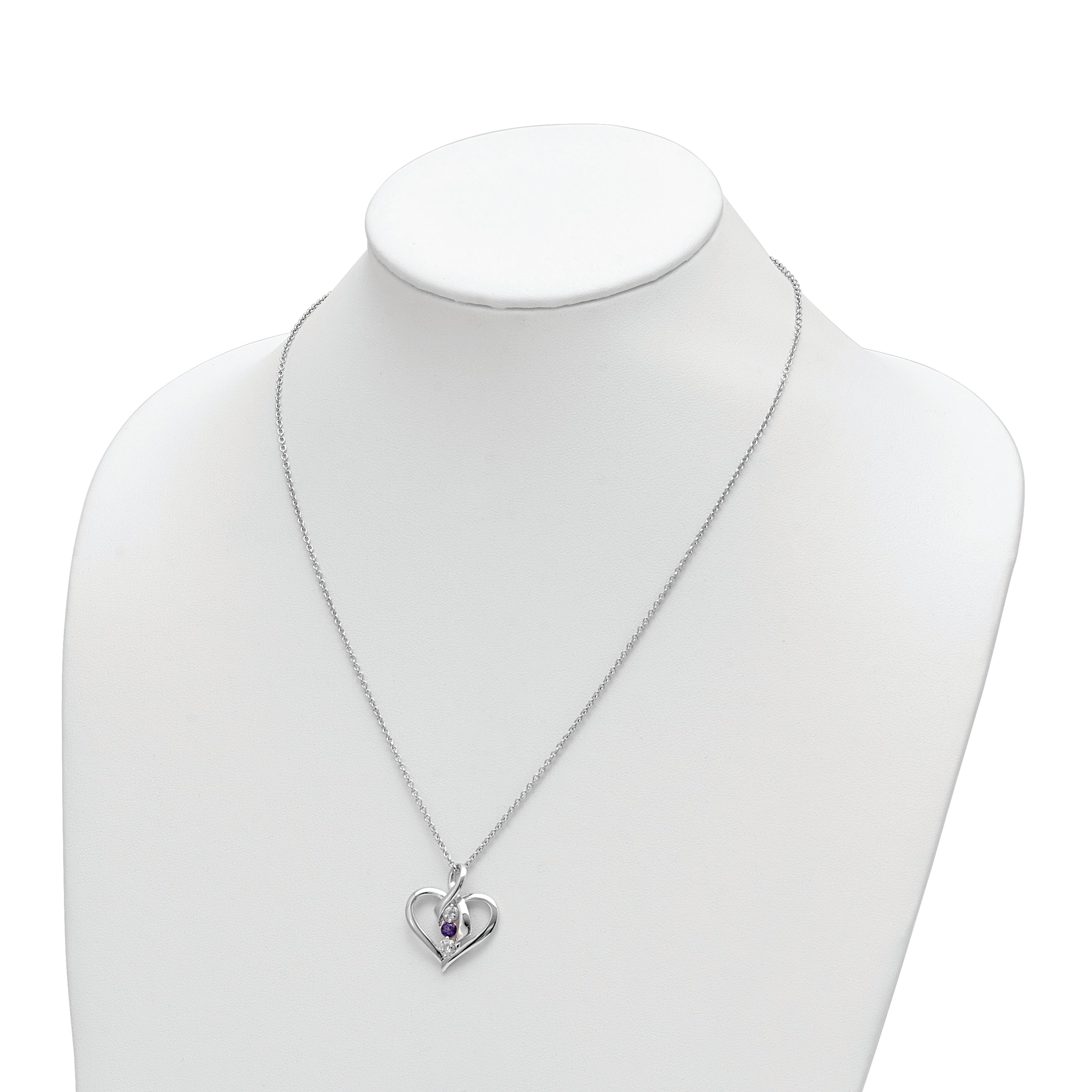 10K White Gold Survivor Collection Rhodium-Plated Clear Purple Swarovski Topaz Heather Necklace