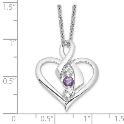 10K White Gold Survivor Collection Rhodium-Plated Clear Purple Swarovski Topaz Heather Necklace
