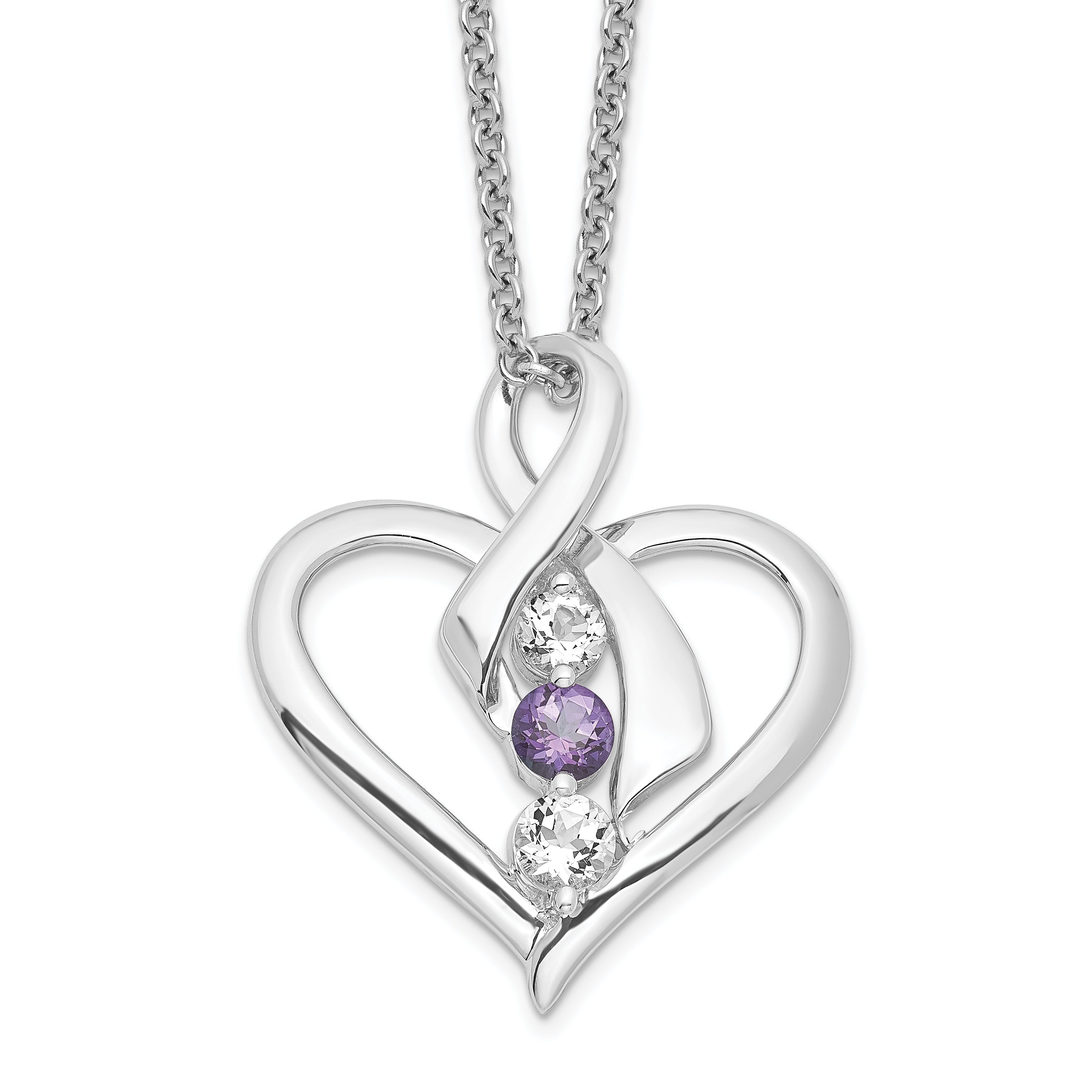 10K White Gold Survivor Collection Rhodium-Plated Clear Purple Swarovski Topaz Heather Necklace