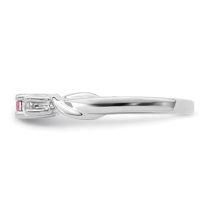 Sterling Silver Survivor Collection Rhodium Plated White And Pink Topaz Joanna Ring