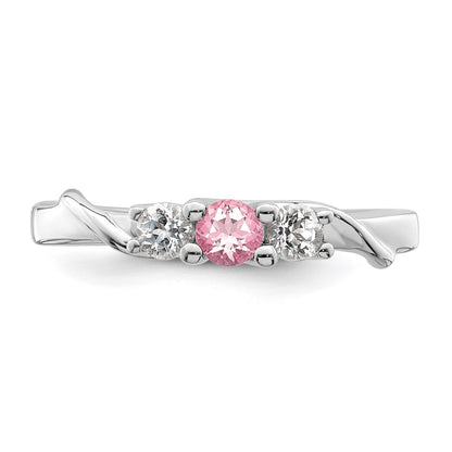Sterling Silver Survivor Collection Rhodium Plated White And Pink Topaz Joanna Ring