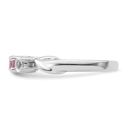 Sterling Silver Survivor Collection Rhodium Plated White And Pink Topaz Joanna Ring