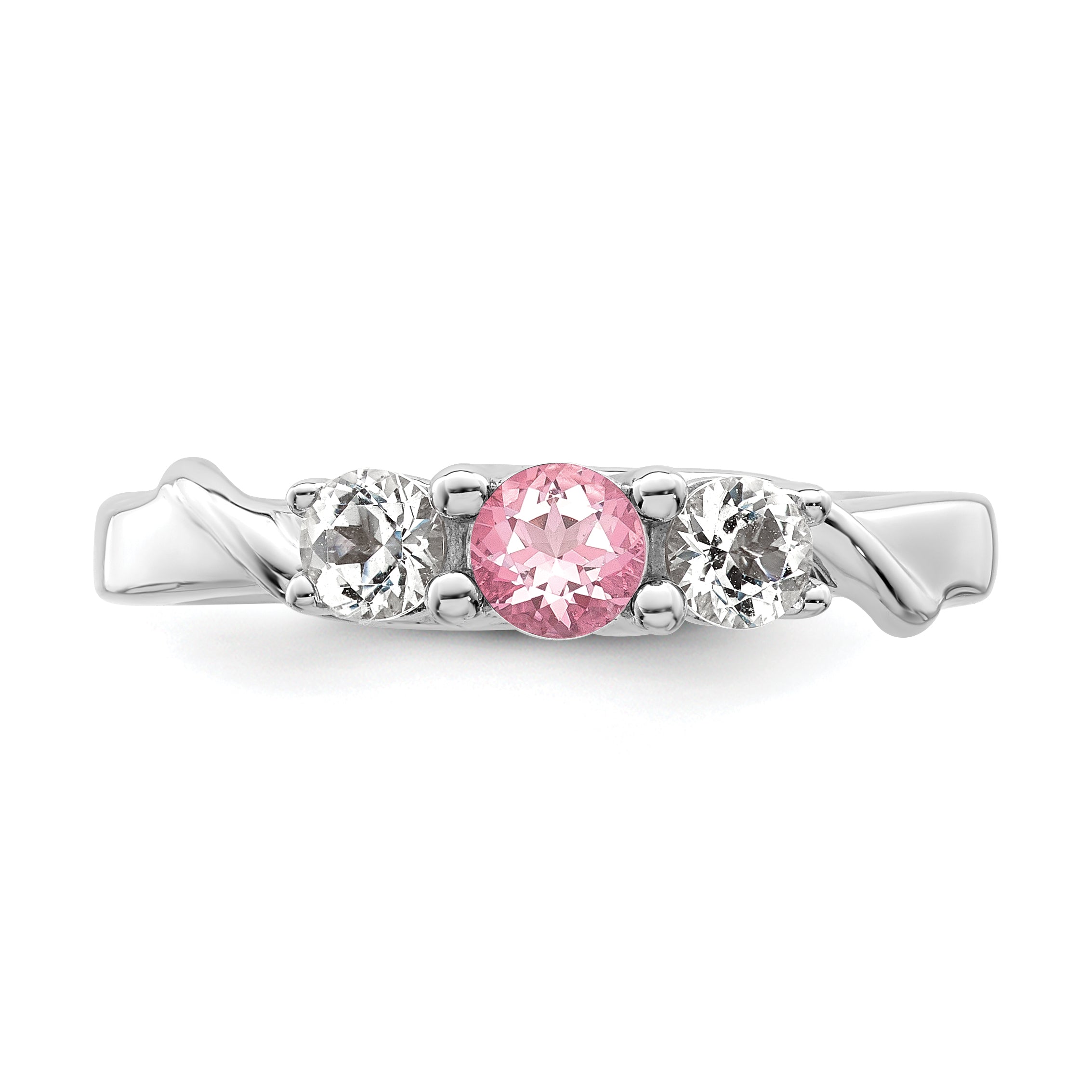 Sterling Silver Survivor Collection Rhodium Plated White And Pink Topaz Joanna Ring
