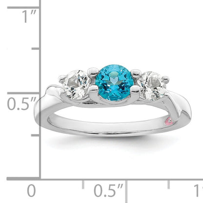 Sterling Silver Survivor Collection Rhodium Plated White And Blue Topaz Joanna Ring