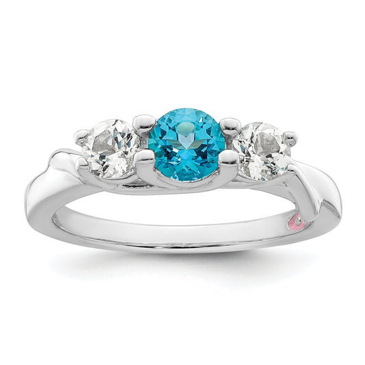 Sterling Silver Survivor Collection Rhodium Plated White And Blue Topaz Joanna Ring